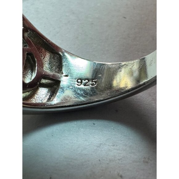 Estate Sterling Silver 925 Ring Size 5 Oval Royal Blue Gemstone 9.7g Statement - Picture 5 of 8